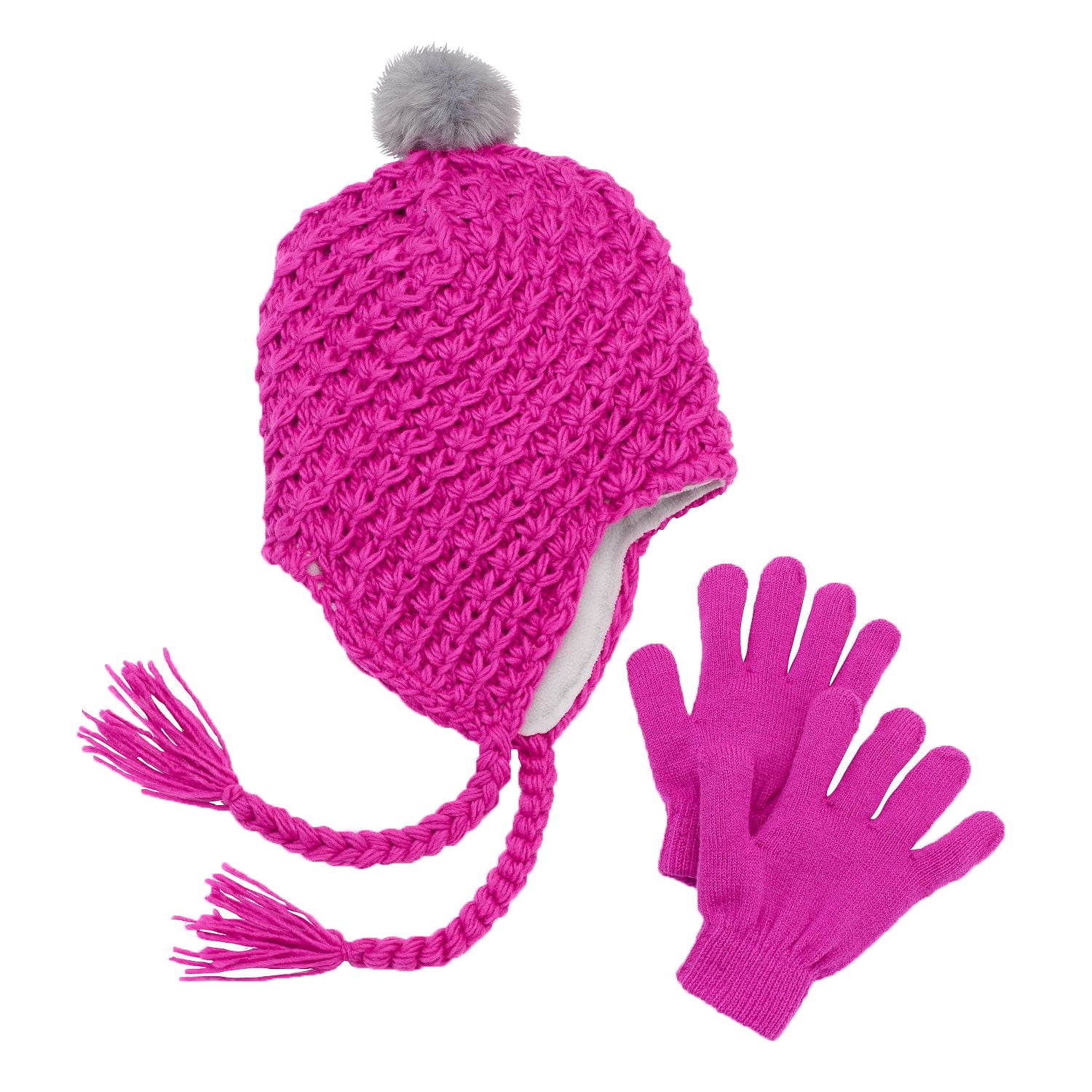 Berkshire Fashions Girls Peruvian Style Hat & Gloves Set - Size 7-16 ...