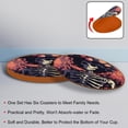 thumbnail image 4 of Skeleton Set of 6 Round Microfiber Leather Coasters, 11x11 cm/4.3x4.3 in, Stylish Drink Coasters for Home and Office, and Easy to Clean, 4 of 6