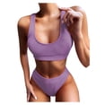 thumbnail image 2 of EQWLJWE Women Textured Cutout High Cut Bikini, 2 Pieces U Neck High Cut Swimsuit Swimwear, 2 of 5