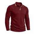 thumbnail image 6 of GEWSEY Mens Polo Shirt Long Sleeve Casual Button Dress Knit Golf Polo Shirt (Wine, XL), 6 of 6