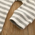 thumbnail image 3 of Liacowi Toddler Baby Girl Boy 2PCS Outfit Crew Neck Button Long Sleeve Romper and Drawstring Pants Color Matching Stripe Clothes Sets, 3 of 6