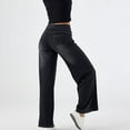 thumbnail image 5 of REALiKUN Jeans for Women Retro Wide Leg Elastic High Waisted Loose Casual Denim Pants with Pockets, 5 of 6