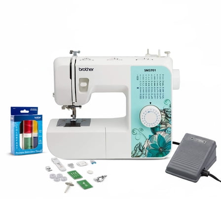Brother SM3701 37-Stitch Sewing Machine (Multicolor) with Brother SAEMB6 Premium Embroidery Thread
