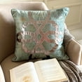 thumbnail image 2 of The HomeCentric Throw Pillow Covers, Teal Blue Pack of 2, 18"x18" (45x45 cm) Pillow Covers, Velvet Greek & Applique & Foil Throw Pillow Covers, Geometric Pattern, Modern Style Easter - Greek Brizo, 2 of 10