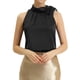 thumbnail image 1 of Blusa de satén sin mangas Allegra K con lazo y cuello de pajarita Negro XS, 1 of 6