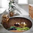 thumbnail image 3 of Round Rugs 4Ft, Wine Round Area Rug Washable Indoor Throw Carpet, Goblet Grapes Champagne Farmhouse Wooden Country Soft Non Slip Circle Rug for Kitchen Nursery Room Home Decor Aesthetic, 3 of 8