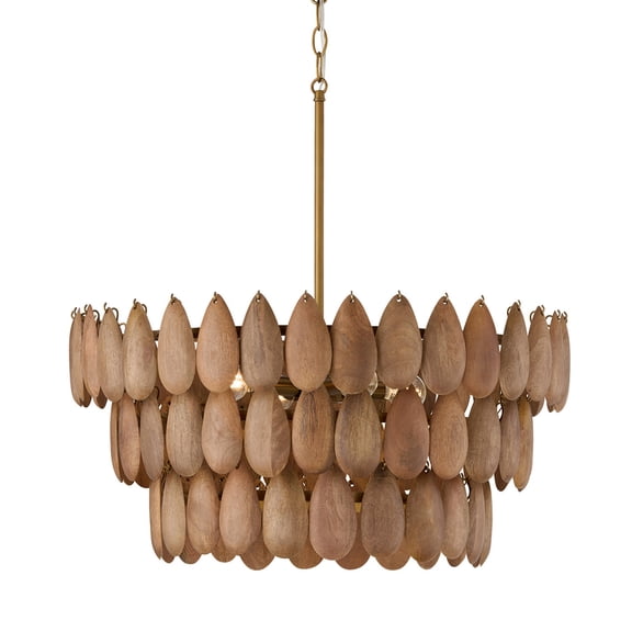 Capital Lighting 354441LW Ravi 4 Light 25" Wide Chandelier - Light Wood / Patinaed Brass