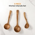 thumbnail image 6 of ACMETOP Wooden Ladle Spoon Set – 3 Sizes Teak Wood Soup Spoons with Back Hooks for Cooking & Serving – Heat Resistant, Non-Stick, Comfortable Grip, 6 of 9