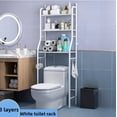 thumbnail image 5 of 3-Tier Over the Toilet Storage Shelf with Adjustable Foot Pads, Anti-Tilt Metal Bathroom Organizer with Paper Holder & 4 Hooks, No Drill Space Saving Toilet Rack, 5 of 8
