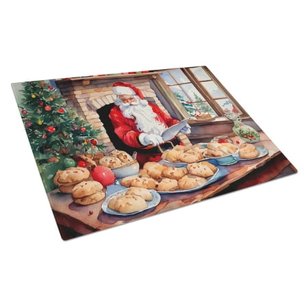 Cookies with Santa Claus Glass Cutting Board Large 12 in x 15 in