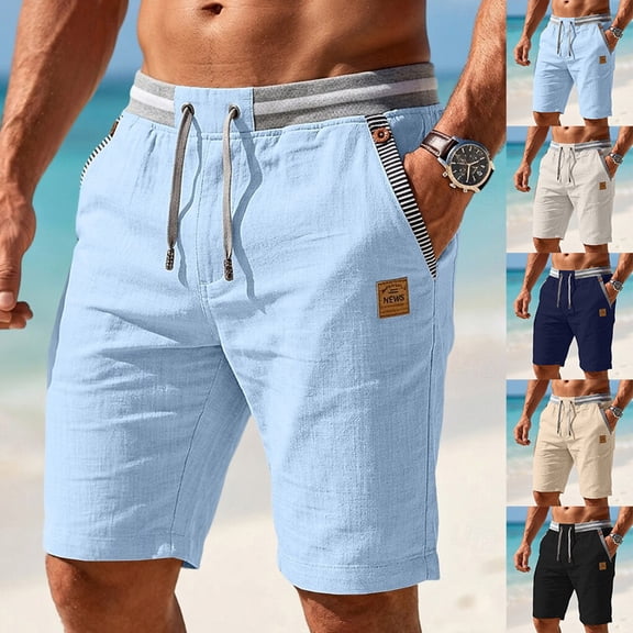 Athletic Shorts for Men Casual Classic Fit Summer Beach Shorts with Elastic Waist and Pockets Black M