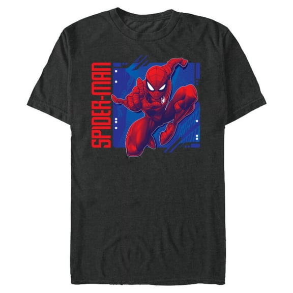 Marvel Spider-Man Leaping into Action All-Red - Short Sleeve Blended T-Shirt for Adults - Customized-Dark Heather