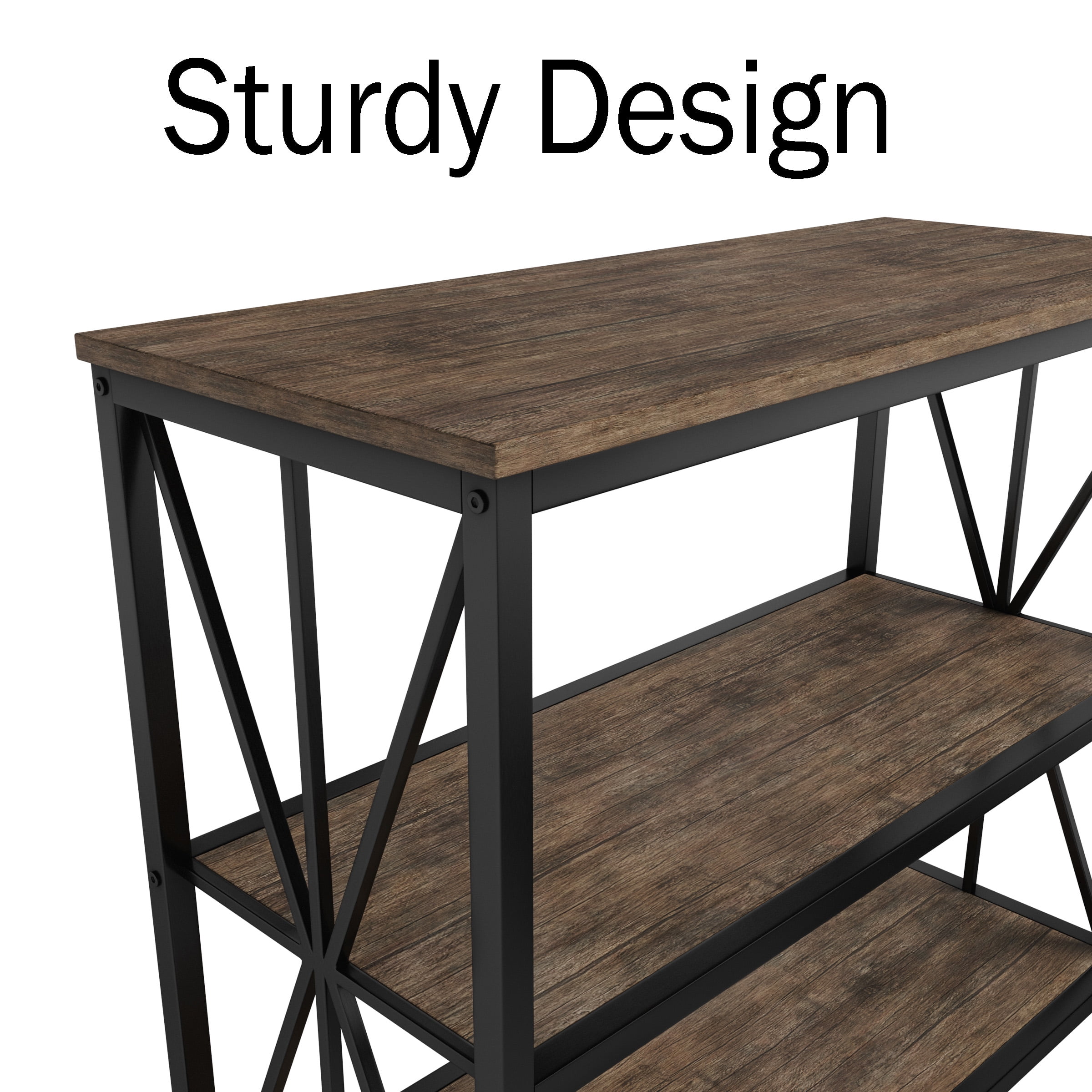 Lavish Home 3-Tier Bookshelf Set – Set of 2 Wooden Shelves, Brown Woodgrain