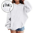thumbnail image 2 of Telankuip Hoodies for Girls Casual Loose Long Sleeve Hooded Sweatshirts Kid's Relaxed Fit Trendy Large Letter Printed Drawstring Pullover Tops with Pockets Fall Winter 2025 White 14-16 Years, 2 of 7