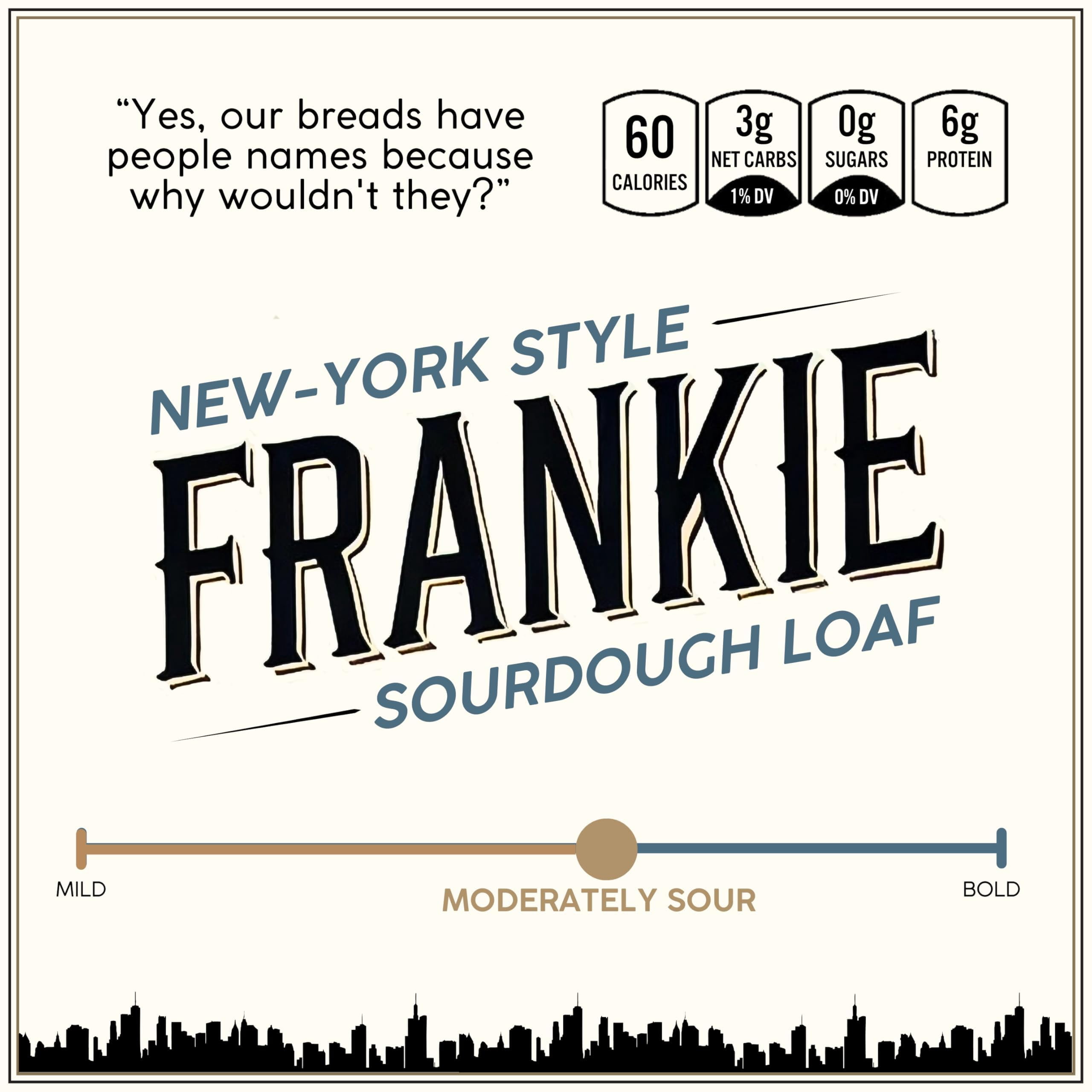 Dr. B's Frankie New York Style Sourdough Bread | 3g Net Carbs & 6g Protein | Low Calorie, Vegan, Sugar-Free, Nut-Free | 4 Ingredient Fresh Low Carb & Keto Bread Loaf (4 Pack (20oz), Sliced)