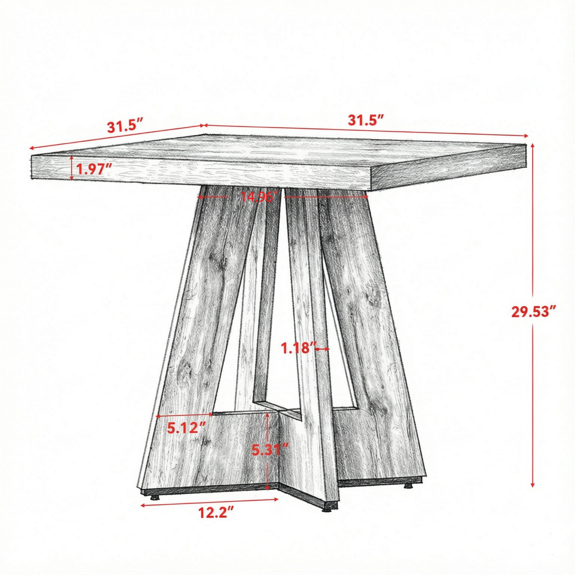 31.5 Inch Square Dining Table for 2 to 4 People, Compact Kitchen Dinner Table
