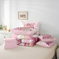 thumbnail image 6 of Manfei Girly Fashion Bow Bedding Comforter Set 7pcs,Books Pearl Perfume Queen Bedding Sets,Pink White Lines Queen Sheet Sets For Girls,Breathable Home Decor,Reversible, 6 of 8