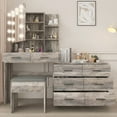 thumbnail image 3 of Ktaxon Makeup Vanity with 8 Drawers&Charging Station, Vanity Desk with 3 Color Light, Vanity Table Set w/ Drawer Dresser, Gray, 3 of 11