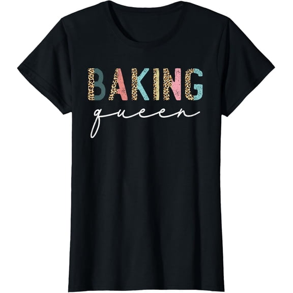 Baking Queen Leopard Baking Lover Baker Pastry Chef Bakery T-ShirtMen and women, Black T-shirt, size: Extra large