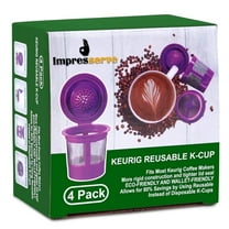 Impresserve Purple Reusable Coffee Filter Pods for Keurig 2.0, Stainless Steel Mesh – 4 Count