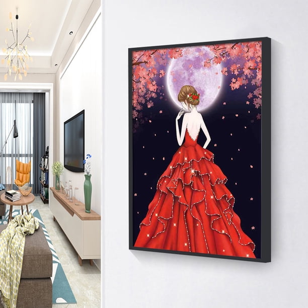 Cuadros Decorativos Adornos en forma especial vestido rojo niña mosaico Kit DIY 5D arte diamante pintura Ndcxsfigh Nuevos Originales