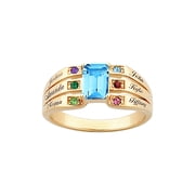 Personalized Planet Family Sterling Silver or 18K Gold over Silver Birthstone and Name Ring