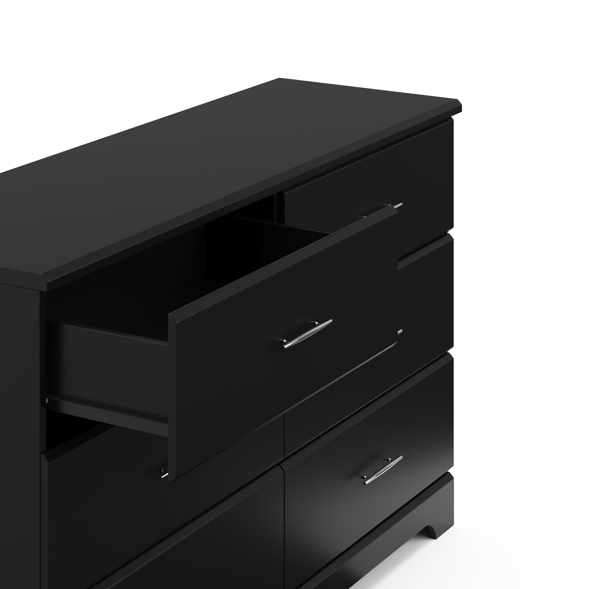 Storkcraft Brookside 6 Drawer Nursery Double Dresser, Black