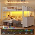 thumbnail image 2 of Twin Bunk Bed with 6 Storage Drawers & Storage Shelf, Twin over Twin Metal Loft Beds with Led Lights & Charging Station, L-Shaped Bunk Bed Frame with Side Bookcase, Safety Guardrail and Ladder, White, 2 of 9