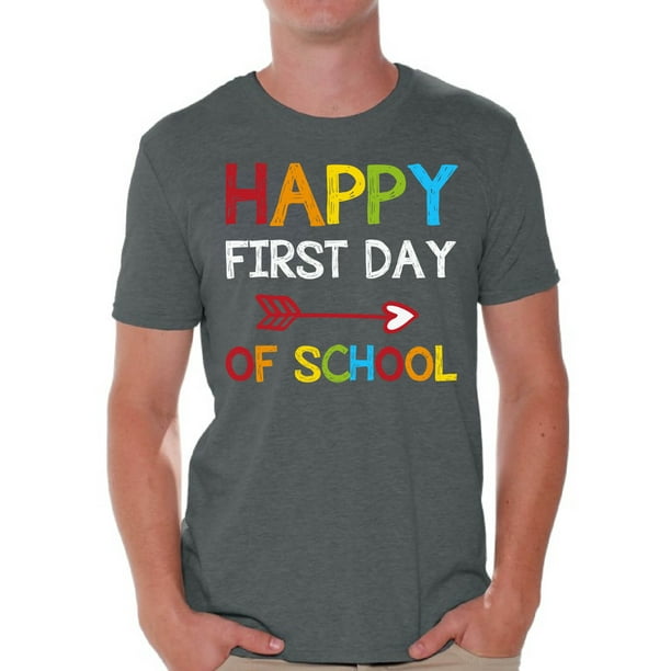 Back to School Teacher Shirts for Mens Happy First Day of School T Shirt  Men School Theme Clothing Mens T-Shirt Funny School Teacher T Shirts -  