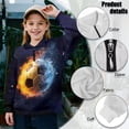 thumbnail image 6 of Uorisanigo Kids Girls Sweatshirt School Long Sleeve Pullover Top Oversized Fire Soccer Ball Quarter Zip Pullover Sweatshirts Casual Essentials Half Zipper Crop Tops Fall Clothes, 6 of 7