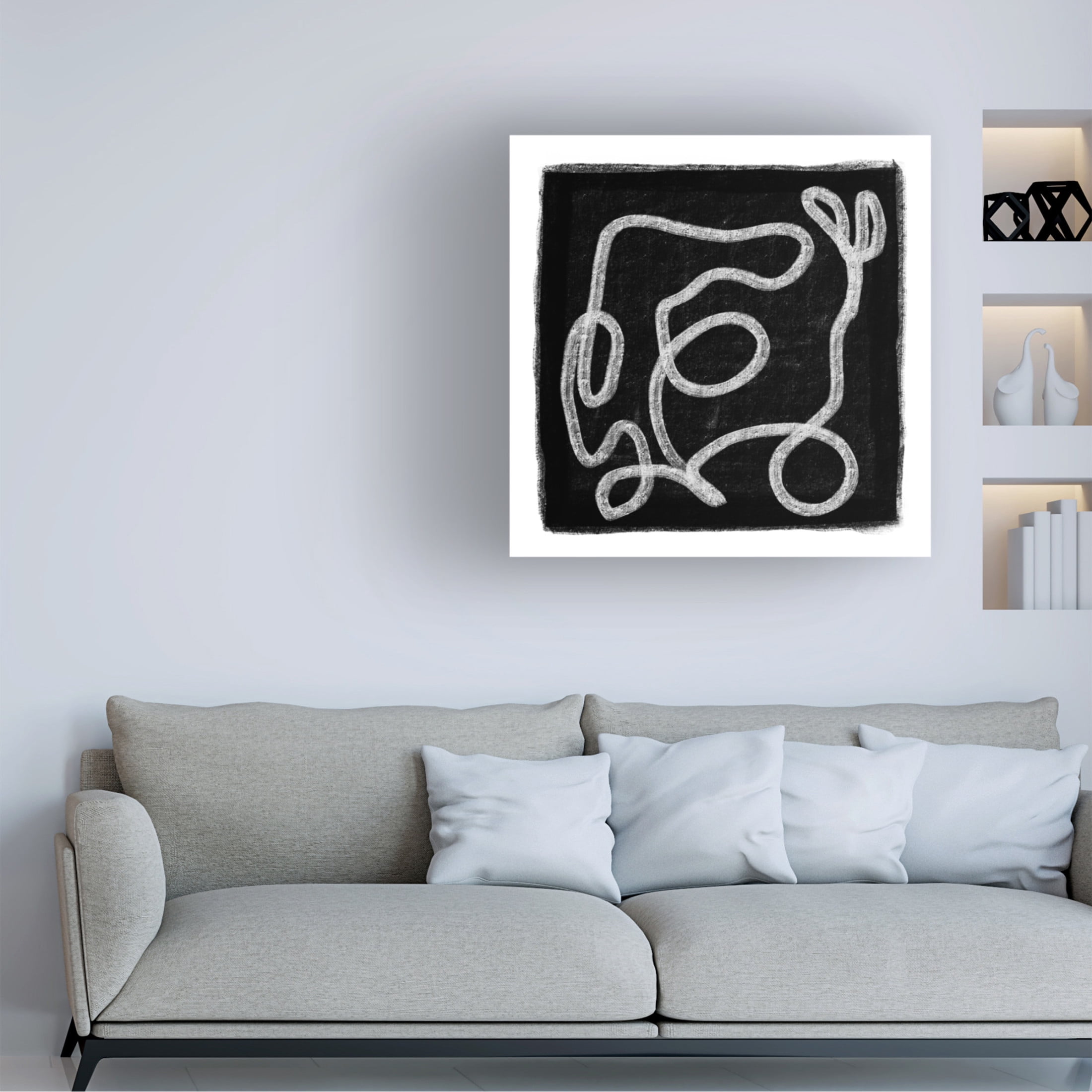 Trademark Fine Art Sharyn Bursic Black Scribble Lines 1 Canvas Wall Art