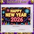 thumbnail image 2 of Neon Happy New Year Banner Colorful New Year Display Fireworks Stars 2026 Backdrop for New Year Party Holiday Celebration Indoor Party, 2 of 9