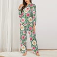thumbnail image 2 of Pajama Sets for Women 2 Pcs, Rose Flowers Temg Button Down Long Sleeve Sleepwear Lounge PJ Sets, 2 of 6