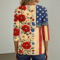 thumbnail image 6 of Women's 250th Anniversary USA Shirt Patriotic American Flag Print V-Neck Button 3/4 Sleeve T-Shirt, 6 of 6