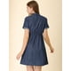 thumbnail image 5 of Vestido Camisero Informal De Mezclilla Con Cintura Con Cordón Y Cuello En Punta Para Mujer Azul medio M, 5 of 6