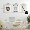 thumbnail image 3 of Stupell Industries Get Your Baseball Game On 3 Piece Gray Framed Print Under Glass Set, design by Christine Simpson Art, 3 of 9