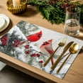 thumbnail image 4 of Christmas Placemats Set of 4, Cardinal Bird Place Mats Berry Snowflake Pine Branch Placemat Table Decoration for Kitchen Table Dinner Xmas Holiday Party Home Decor Indoor Outdoor 13x19 Inch, 4 of 9