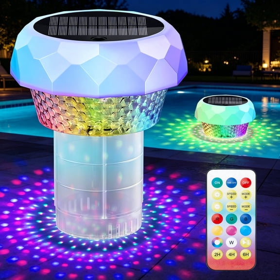 Floating Pool Lights, Solar Pool Chlorine Floater with Colorful Light, Adjustable Release Solar Floating Pool Light for Inground Pool, Spa, Hot Tub