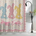 thumbnail image 2 of Easter Small Stall Shower Curtain, Waterproof Shower Curtains for Bathroom, Colorful Polka Dot Bunny Vintage Pink Checkered Plaid Washable Fabric Bath Curtain for Bathtub with Hooks 36x72 Inches, 2 of 9