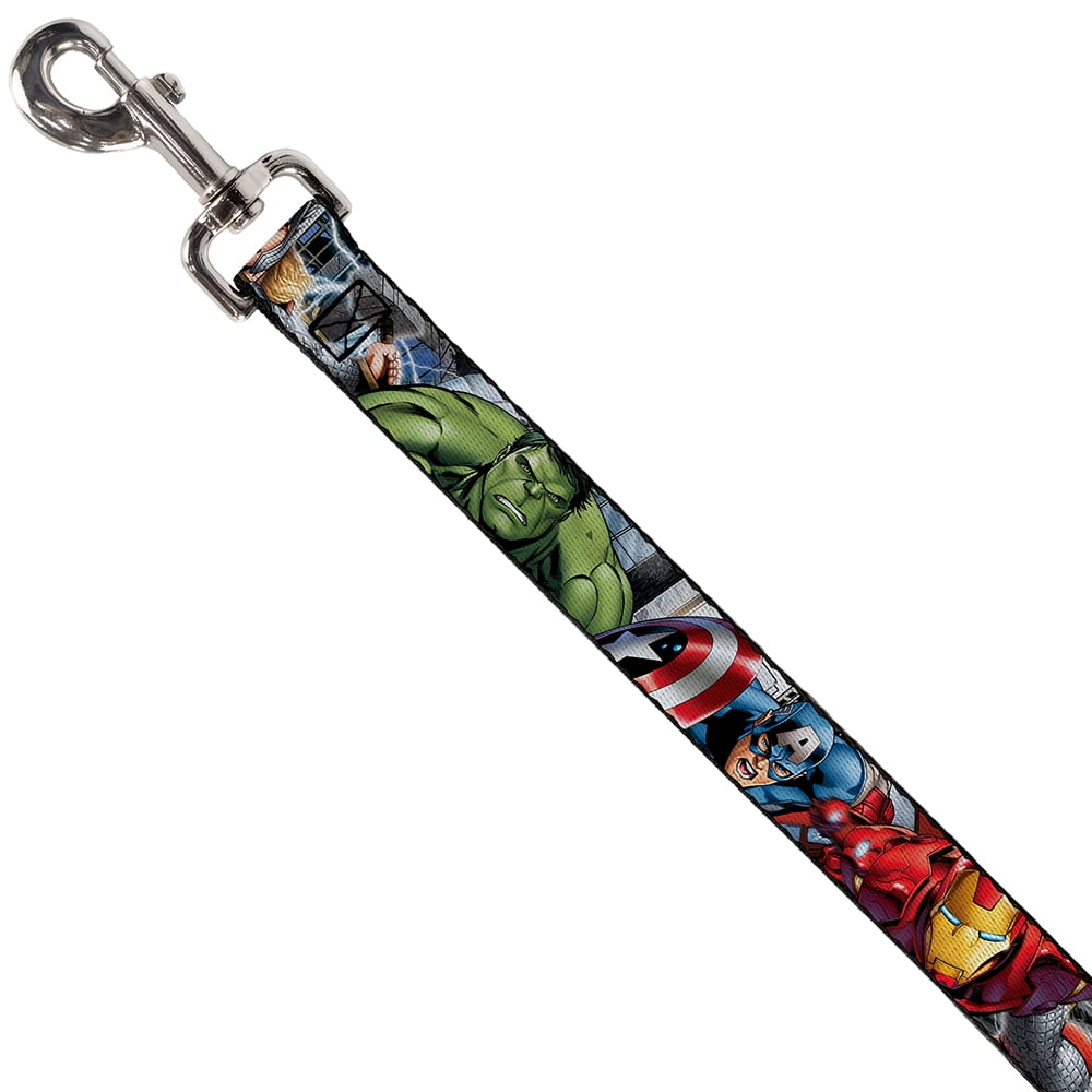 Marvel Comics Pet Leash, Dog Leash, Marvel Avengers Superhero Poses Close Up, 4 Feet Long 1.0 Inch Wide