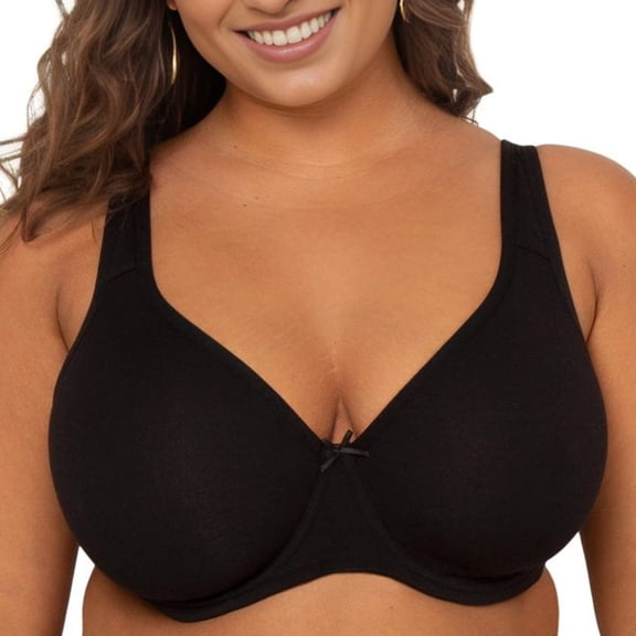 Baywell Women's Plus Size Full Coverage Sexy Everyday Bra Solid Color Underwire Bra Black 75B-90J