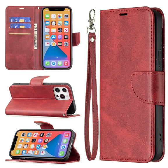 Feishell Fit for iPhone 16 Pro Max Phone Case with Detachable Wrist Strap & ID Credit Card Slots,Premium PU Leather Shockproof Magnetic Clasp Folio Flip Kickstand Holder Protective Cover,Red