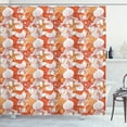 thumbnail image 1 of Floral Shower Curtain, Bouquet of Retro Orchid Blossoms in Hand Drawn Style with Dashed Lines, Fabric Bathroom Set with Hooks, 69W X 84L Inches Extra Long, Orange Apricot and White, by Ambesonne, 1 of 3