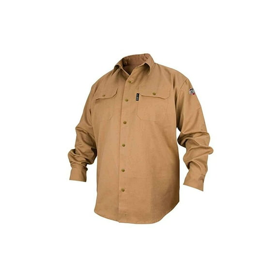 Black Stallion 7Oz Khaki Fr Cotton Work Shirt Large