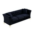 thumbnail image 2 of Velvet 3 Seater Sofa, Modern Chesterfield Sofa with Scroll Arms and Gold Metal Legs, Upholstered Accent Sofa with Tufted Back Couches, Comfy Arm Sofa for Living Room, Office, Apartment, Black, 2 of 7