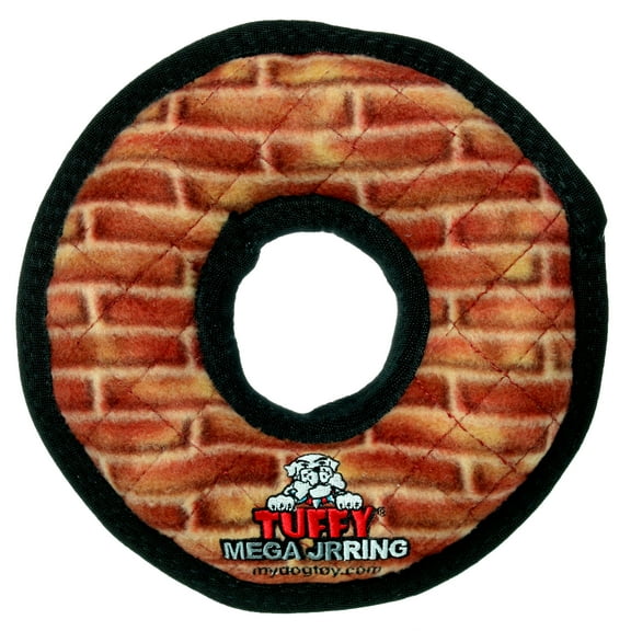 Tuffy Mega Junior Ring, Brick, Durable Plush Squeaky Dog Toy