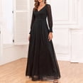 thumbnail image 5 of Elainilye Fashion Wedding Guest Dresses for Women Casual Long Sleeve V-Neck Summer Casual Long Dress Evening Dress Prom Dress,Black, 5 of 9