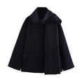 thumbnail image 2 of UQJfacai Womens Cropped Jacket with Scarf Wool Blend Open Front V-Neck Long Sleeve Coats Fall Winter Loose Casual Outerwear, 2 of 5