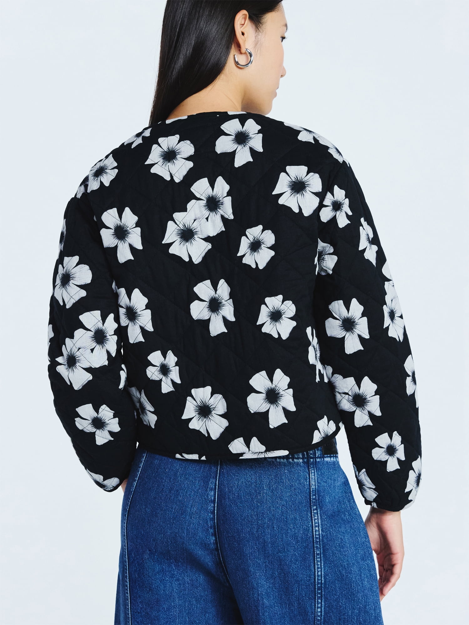 Scoop Women's Cotton Floral Print Quilted Jacket, Lightweight