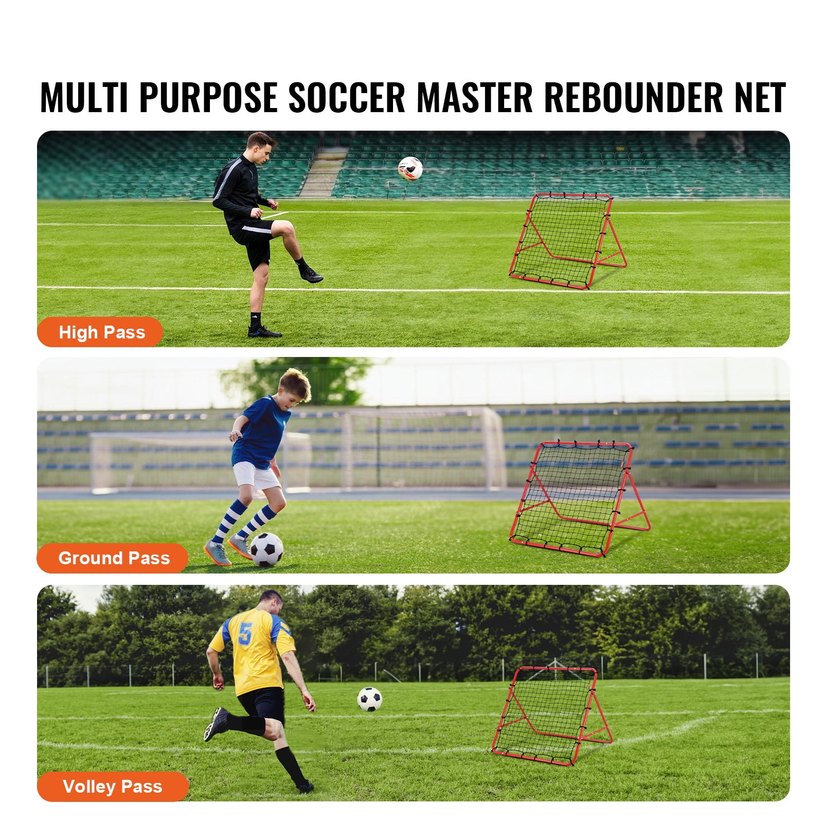 KFFKFF Portable Football Training Gifts 39"x39"Soccer Rebounder Net Kick-Back
